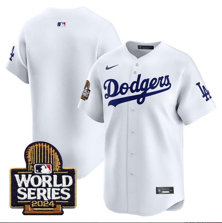 Men MLB Los Angeles Dodgers blank white 2024 World Series Champions Patch Limited Jersey20241105->los angeles dodgers->MLB Jersey